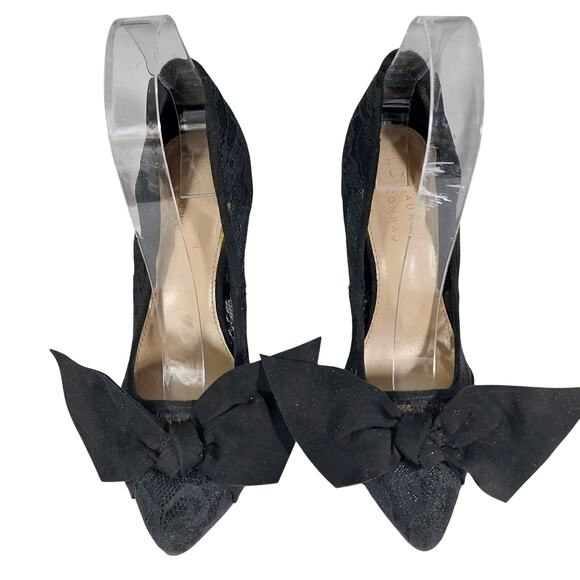 LAUREN CONRAD! GORGEOUS BLACK LACE, OVERSIZED FRONT BOW PUMPS, HEELS! SZ 7M - Picture 4 of 10